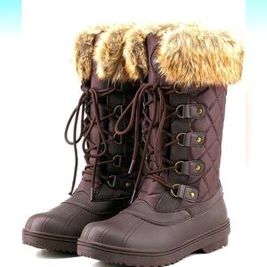 Women's Mid-Calf Lace Up Oxford Fabric Snow Boots